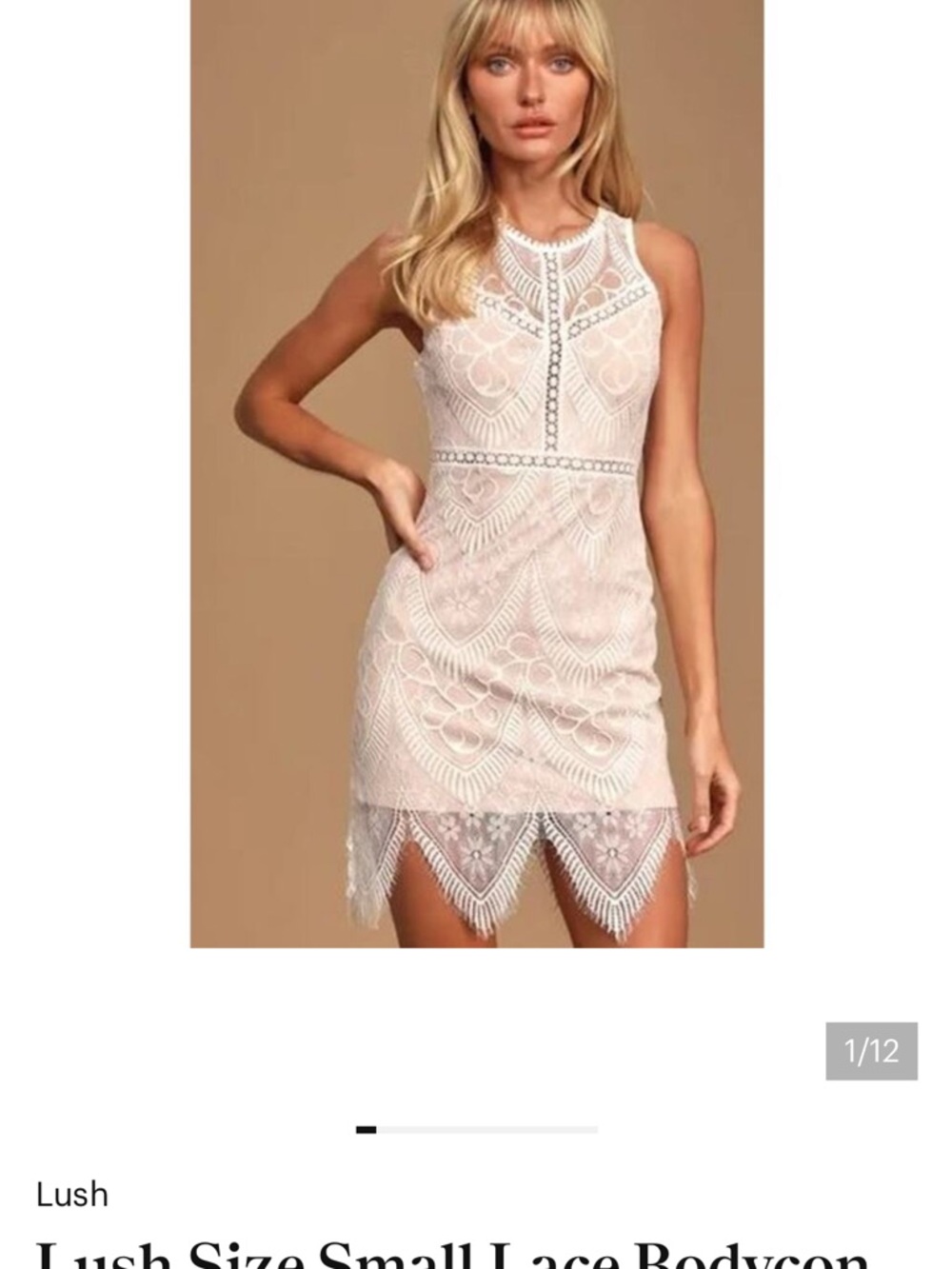 Lush Blush Lace High-Neck Bodycon Mini Dress